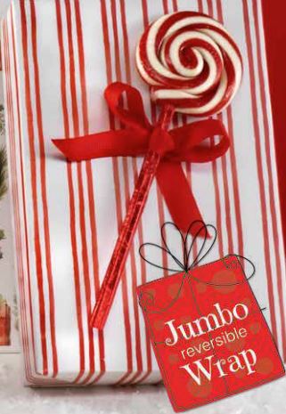 PEPPERMINT PARADE REVERSIBLE GIFT WRAP JUMBO ROLL