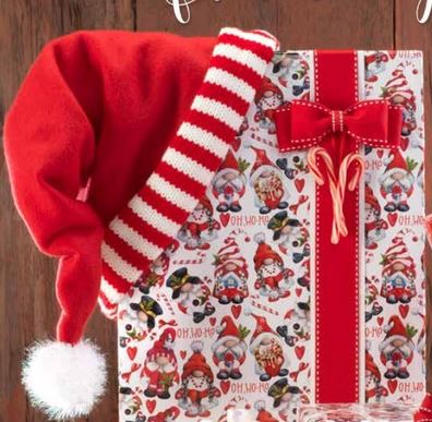 MERRY LITTLE GNOMES REVERSIBLE GIFT WRAP JUMBO ROLL