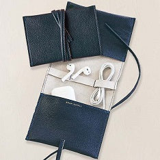 Vegan Leather Tech Pouch, Navy