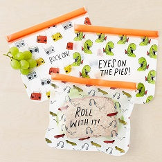 Reusable Zip Pouches, Set of 3, Rock and Roll