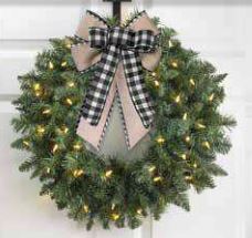 NORTHERN PINE ARTIFICIAL WREATH WITH LED LIGHTS WITH FREE WREATH HOLDER