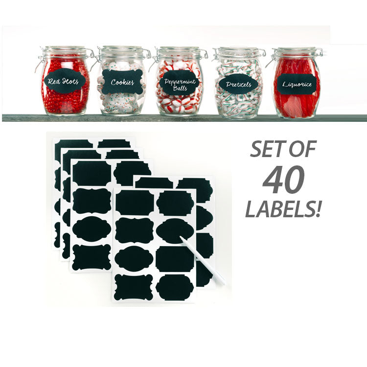 Chalkboard Labels, Set of 40 With Chalk Marker