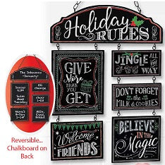 Chalk Talk Holiday Rules Hanging Sign